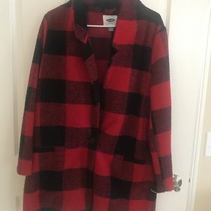 Red buffalo plaid coat